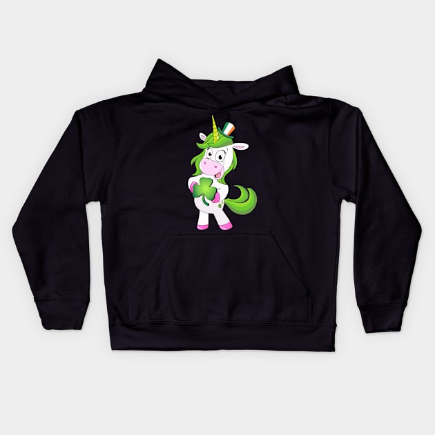 St Patricks Day Girls Dabbing Unicorn Leprechaun Lepricorn Kids Hoodie by Pannolinno